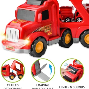 6pcs Die Cast Transport Carrier Truck with Lights and Sounds