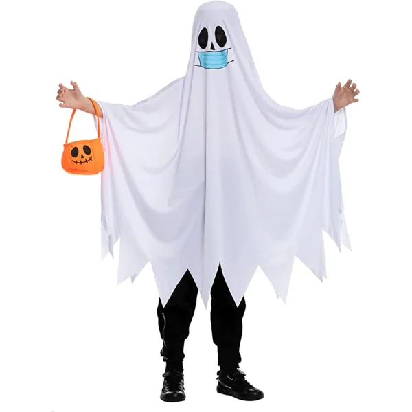 Child Ghost with Pumpkin Bucket Halloween Costume