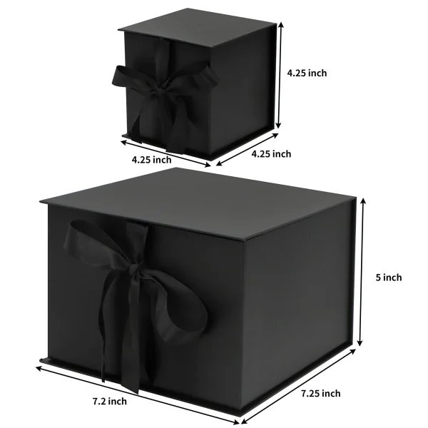 2Pcs Black Gift Box with Paper Fill