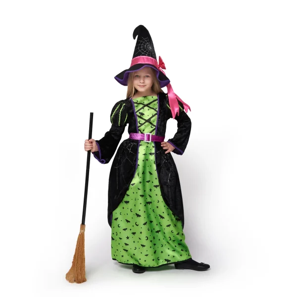 Girls Green and Black Witch Halloween Costume