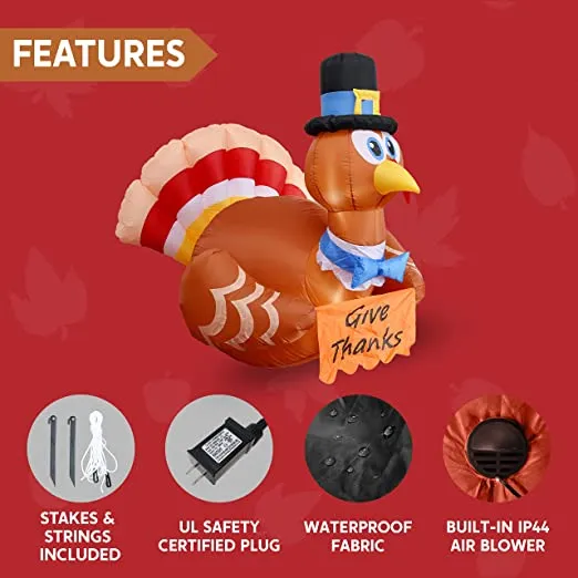 5.5ft Give Thanks Turkey Inflatable