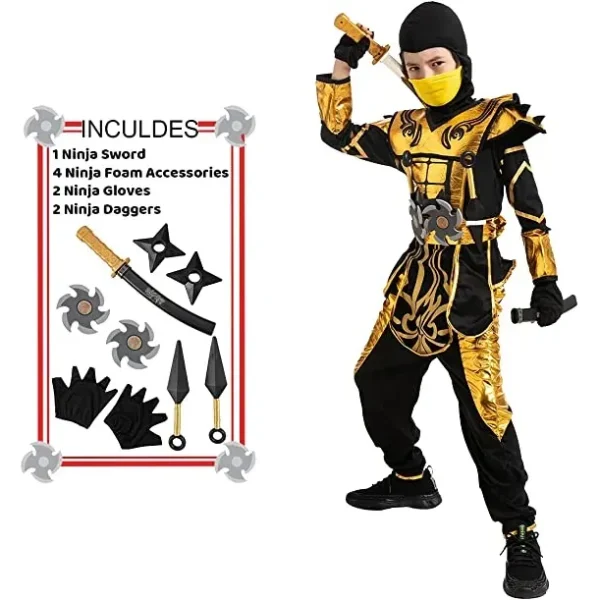 Boys Gold Ninja Halloween Costume