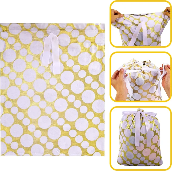 6pcs Gold Drawstring Fabric Gift Bags