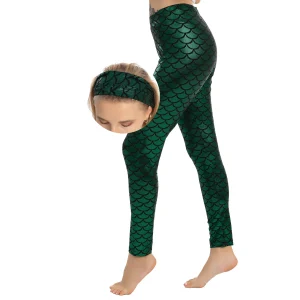 Green Adult Women Mermaid Leggings and Headband