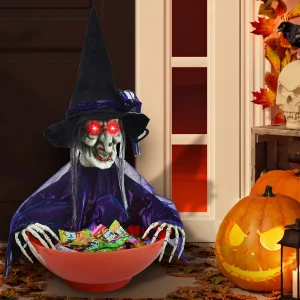 Halloween Animated Witch Hand Candy Bowl