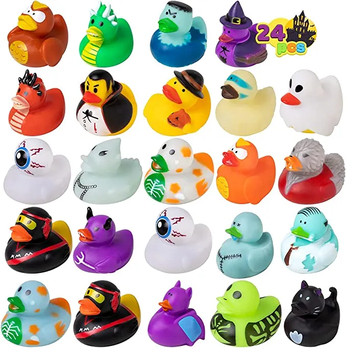 24pcs Halloween Floating Bath Toys Rubber Ducks
