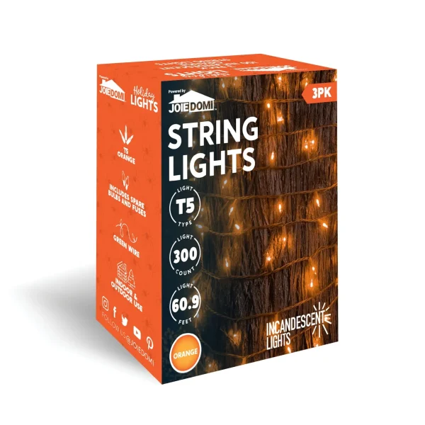 Halloween Orange Incandescent String Lights 60.9ft