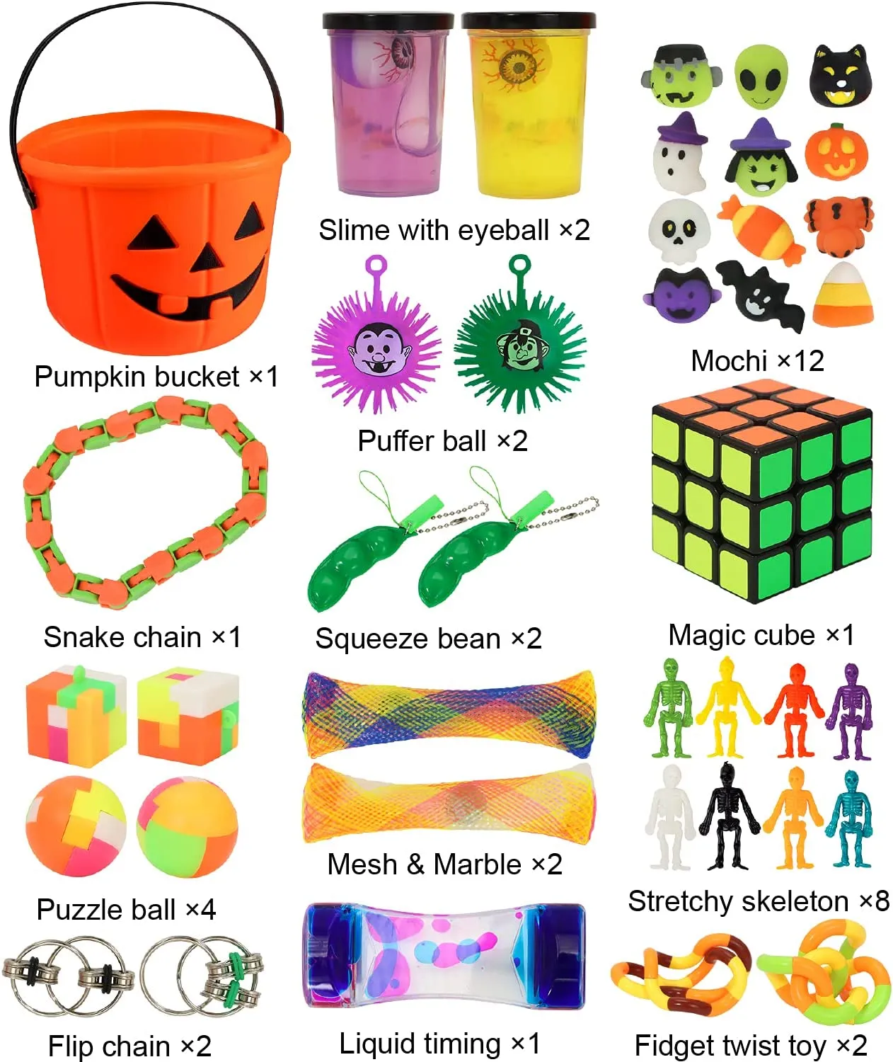 40Pcs Halloween Sensory Stress Relief Toys Set