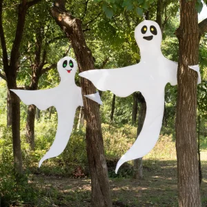Post Yard VEYLIN 52 Inch Halloween Bendable Tree Wrap Ghost Hanging Windsock Flag Decorations Outdoor 