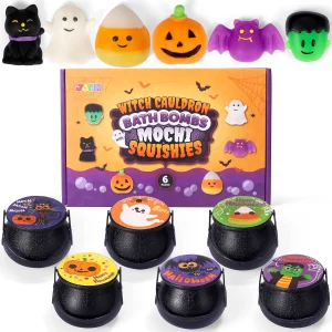 6Pcs Halloween Witch Cauldron Bath Bomb with Squishy Toys
