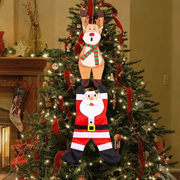 Hanging Santa  With Reindeer Decoration 65in