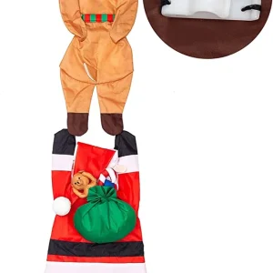 Hanging Santa Claus With Reindeer Decoration 65in