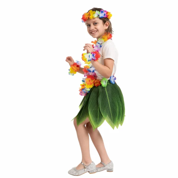 Women Hawaiian Dancer Cosplay Costume Set in Rainbow Colors