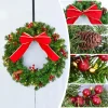 Artificial Christmas wreath bows with red berries 12in