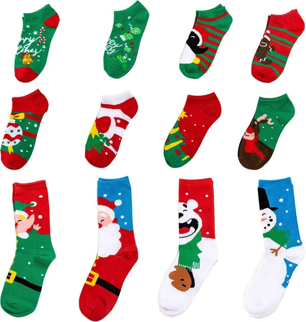 12pcs Women's Warm Cotton Socks Advent Calendar