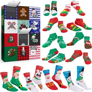 12pcs Warm Cotton Christmas Sock Advent Calendar