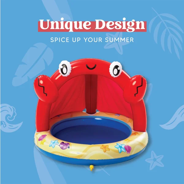 Crab Inflatable Kiddie Pool with Canopy
