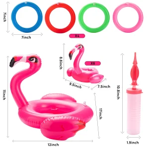 Flamingo Inflatable Ring Toss Game with 6 Drink Holders