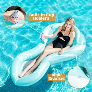 Inflatable Lounge Pool with Canopy and Cup Holder