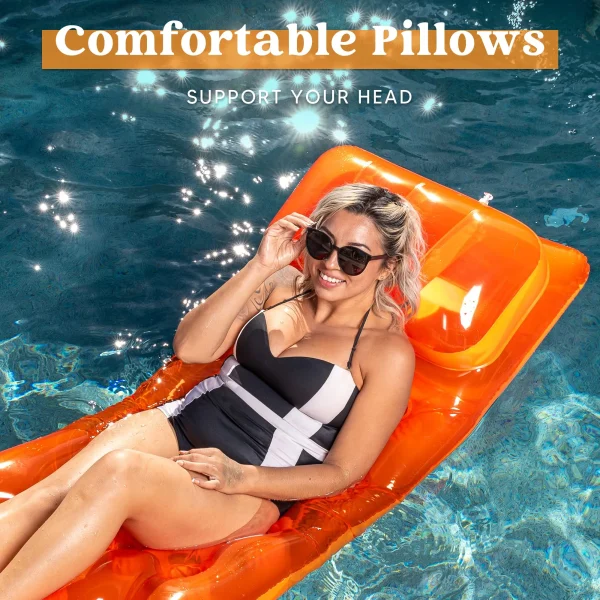 2pcs Inflatable Pool Mattress with Headrest