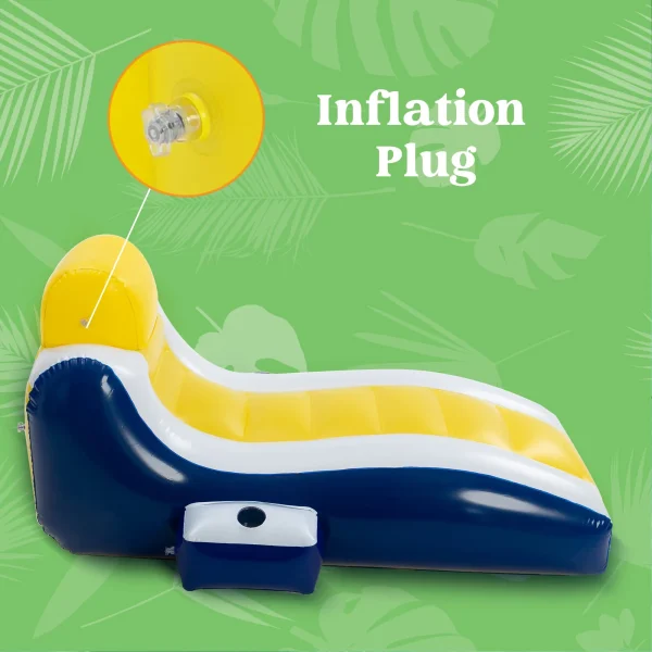 Inflatable Pool Recliner Lounge Raft with Cupholders