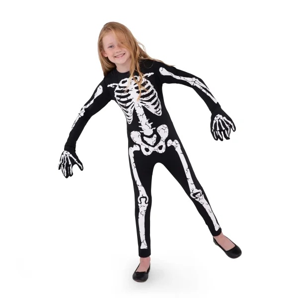 Kids Halloween Skeleton Costume Glow-in-The-Dark for Girls