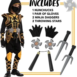 Kids Golden Ninja Halloween Costume