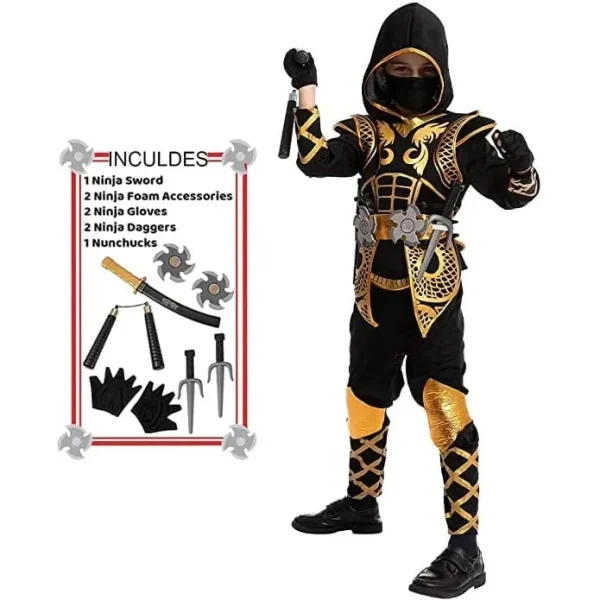 Kids Golden Ninja Halloween Costume