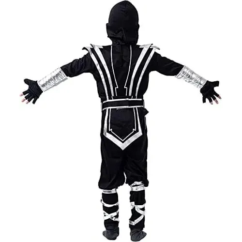 Kids Kung Fu Silver Ninja Halloween Costume