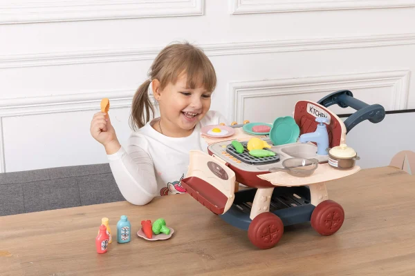 Kitchen with Toy Shopping Cart Set