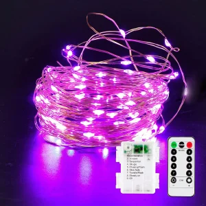 32.8ft Purple Copper LED Halloween String Lights with Remote Control and 8 Lighting Modes
