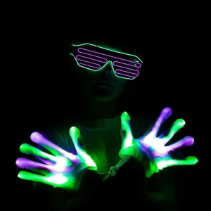 LED Gloves and LED Glasses (Green & Purple)