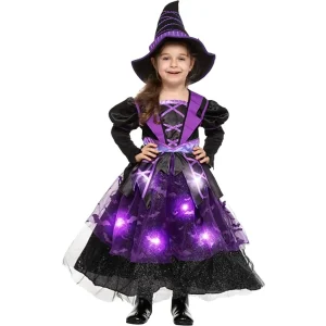 Girls Purple and Black Witch Halloween Costume