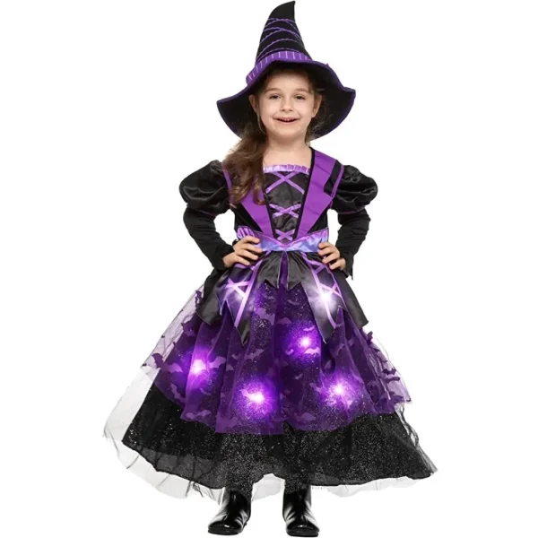 Enchanting Girls Purple and Black Witch Halloween Costume
