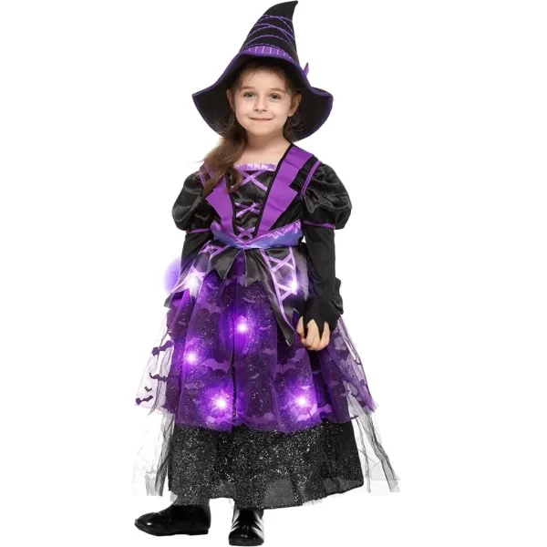 Enchanting Girls Purple and Black Witch Halloween Costume