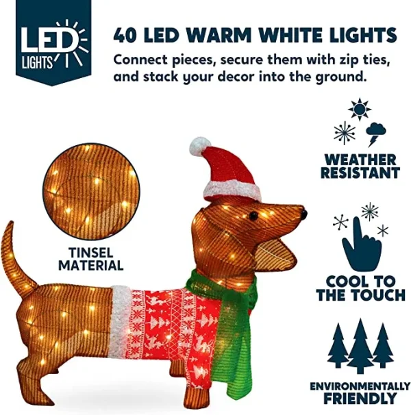 2ft LED Dog Christmas Decoration