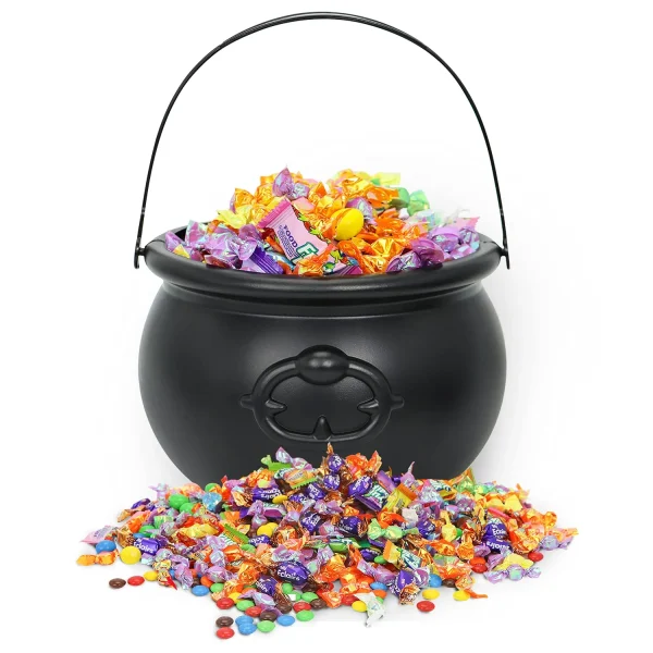 Large Black Halloween Candy Cauldron 7.5in