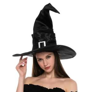 Large Ruched Black Witch Hat Role Play Cosplay Accessaries – Adult