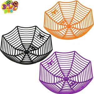 3Pcs Large Spider Web Plastic Bowls