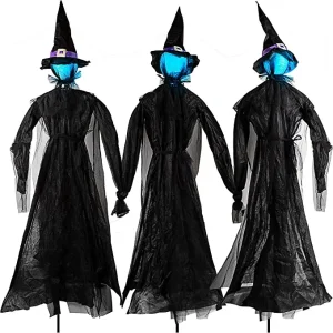 3Pcs Light Up Witches with Stakes 54in(Multicolor)