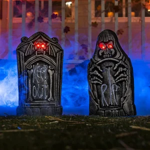 2Pcs Light-up Graveyard Tombstone
