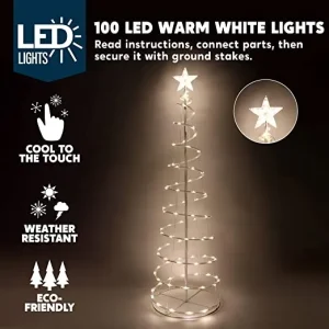 100-Count LED Pre-Lit Christmas Spiral Tree Yard Light 5ft
