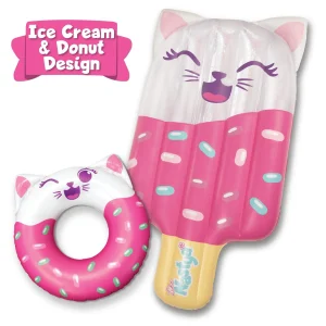 Giant Cat Ice Cream Inflatable Pool Floats Set