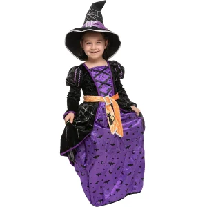 Girls Purple and Orange Witch Halloween Costume