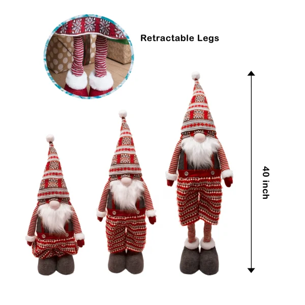 Standing Christmas Knitted Gnome Couple Decoration 40in