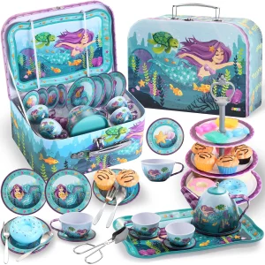 35Pcs Mermaid Pretend Tin Teapot Set