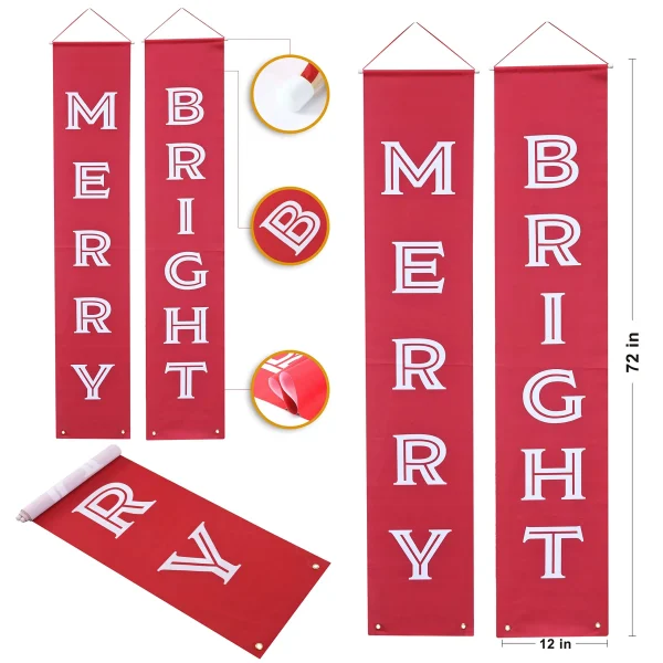 Merry And Bright Christmas Door Banners