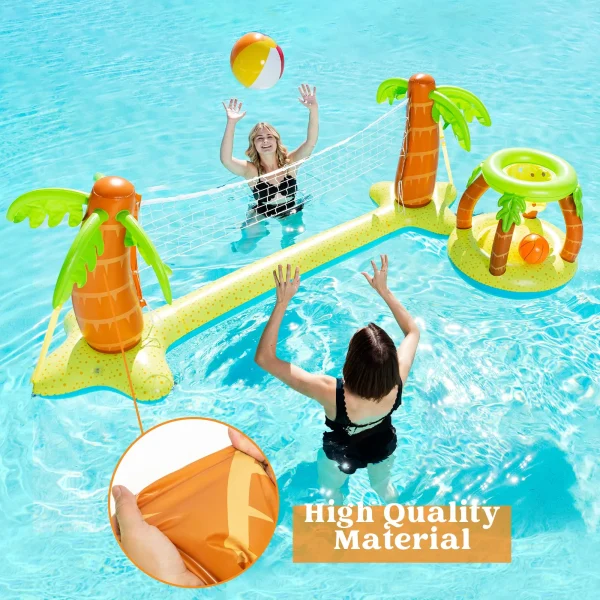 Inflatable Pool Volleyball Net & Basketball Hoop and Balls