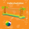 Inflatable Pool Volleyball Net & Basketball Hoop and Balls