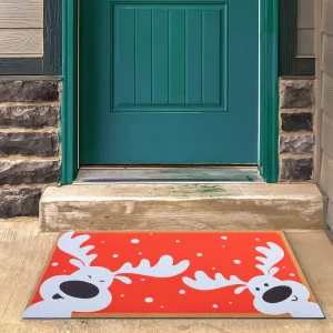 Peeking Reindeer Christmas Doormat